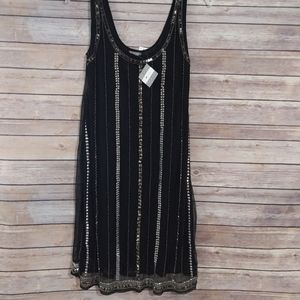 NWT Black Almost Sheer Studded Dress